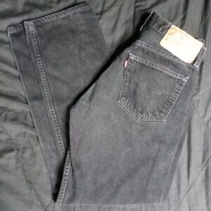 Vintage Levi's 501 Preshrunk Button Fly Black Denim Jeans 32x30